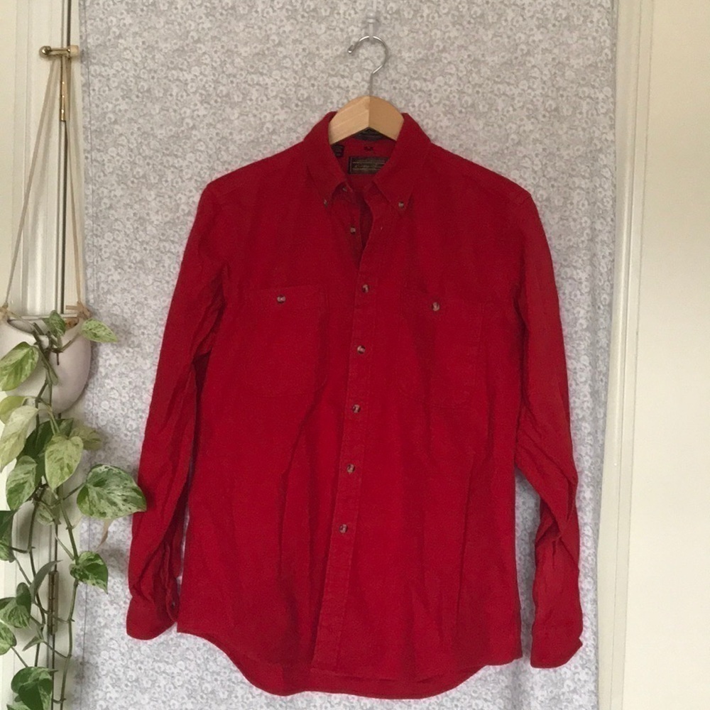 Eddie Bauer cherry red Sonoma flannel button down